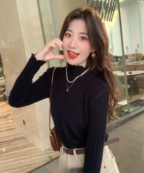 Ritzy（リッツィー）の「ハイネック  ピコットレース  ニットインナー（ニット/セーター・レディース・ホワイト/ベージュ/イエロー/モカ/ブラック・FREE）」の11枚目の写真