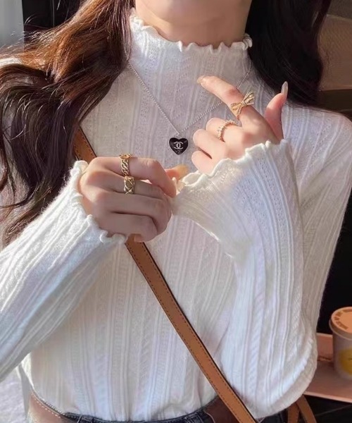 Ritzy（リッツィー）の「ハイネック  ピコットレース  ニットインナー（ニット/セーター・レディース・ホワイト/ベージュ/イエロー/モカ/ブラック・FREE）」の18枚目の写真