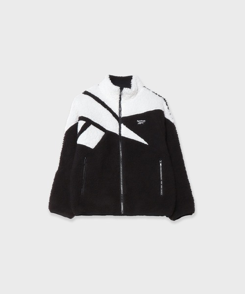 Reebok（リーボック）の「Reebok/ CLASSIC VECTOR BOA JACKET ジャケット L 秋服 冬服（ブルゾン・レディース・アイボリー/グレー×ホワイト/ブラック×ホワイト・L/M/S/XL）」の2枚目の写真