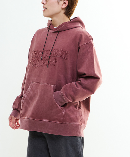 CONVERSE TOKYO(コンバーストウキョウ)の「PATCHWORK LOGO HOODIE(パーカー・レディース・パープル/ボルドー/ブラック・SMALL/MEDIUM)」の5枚目の写真