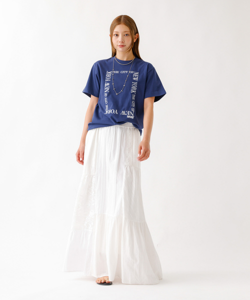 Rouge vif la cle（ルージュヴィフラクレ）の「【nap / ナップ】Textured Detail Skirt / テキスタイルディテール ティアードスカート【WEB限定】（スカート・レディース・ホワイト/ネイビー・フリー）」の5枚目の写真