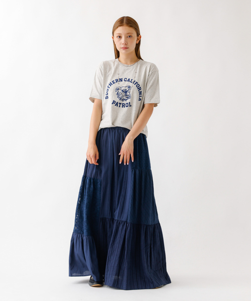 Rouge vif la cle（ルージュヴィフラクレ）の「【nap / ナップ】Textured Detail Skirt / テキスタイルディテール ティアードスカート【WEB限定】（スカート・レディース・ホワイト/ネイビー・フリー）」の8枚目の写真