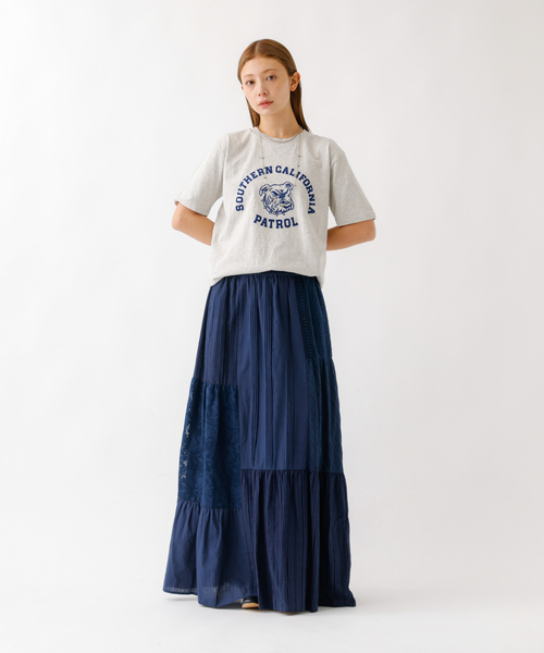 Rouge vif la cle（ルージュヴィフラクレ）の「【nap / ナップ】Textured Detail Skirt / テキスタイルディテール ティアードスカート【WEB限定】（スカート・レディース・ホワイト/ネイビー・フリー）」の13枚目の写真