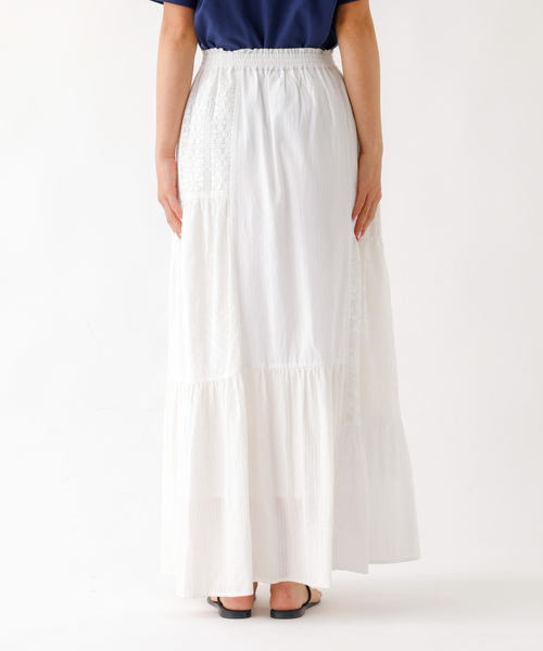 Rouge vif la cle（ルージュヴィフラクレ）の「【nap / ナップ】Textured Detail Skirt / テキスタイルディテール ティアードスカート【WEB限定】（スカート・レディース・ホワイト/ネイビー・フリー）」の15枚目の写真