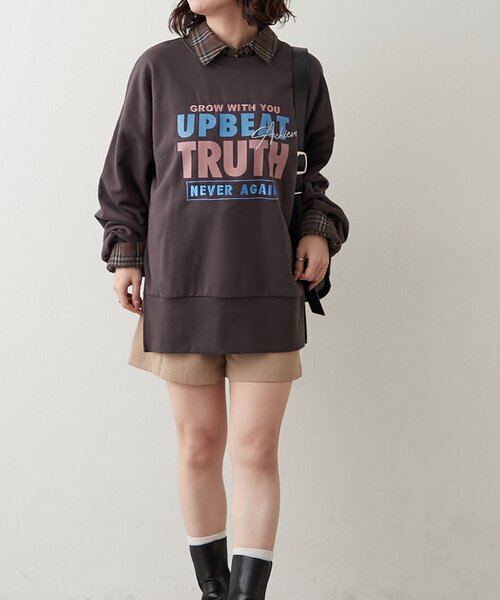 NUNIFE(ユニフィー)の「【NUNIFE】サイドスリット多色ロゴスウェット(スウェット・レディース・ブラウン/トップグレー/アイボリー/スミクロ・FREE)」の12枚目の写真