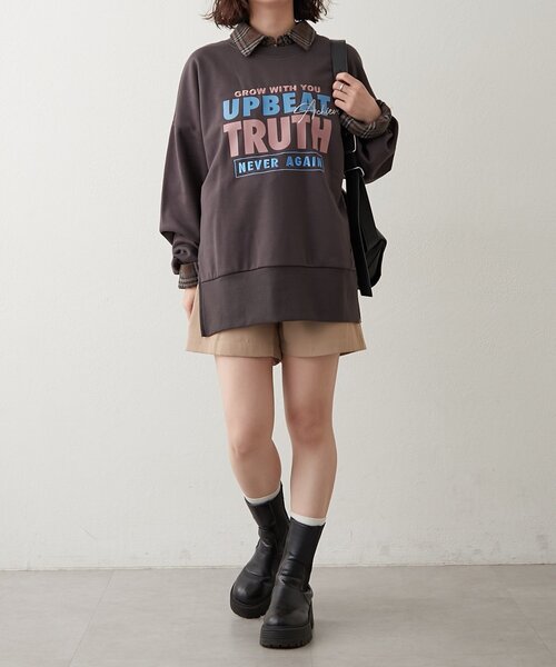 NUNIFE(ユニフィー)の「【NUNIFE】サイドスリット多色ロゴスウェット(スウェット・レディース・ブラウン/トップグレー/アイボリー/スミクロ・FREE)」の15枚目の写真