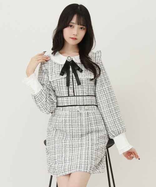 DearMyLove 夢展望　ラメツイードリボンタイトワンピース　L size ラメツイードリボンタイトワンピース – レディースファッション通販の