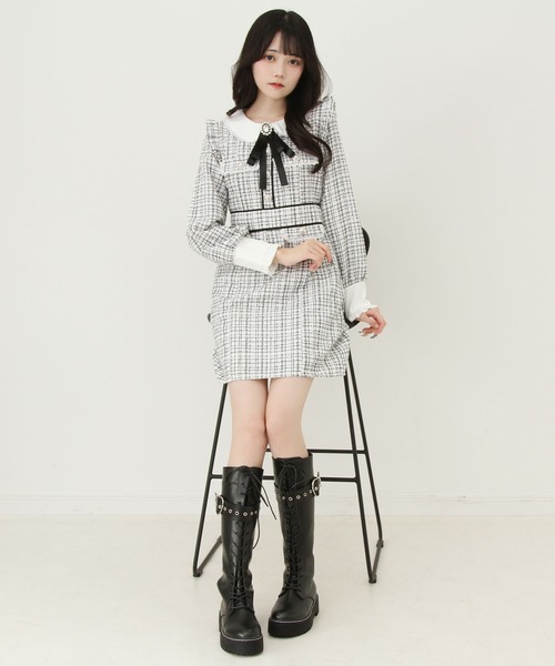 美品 DESIGNWORKS アバハウス ラメツイードワンピース DESIGNWORKS