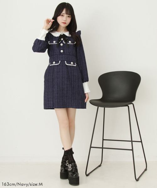 ラメツイードリボンタイトワンピース（ワンピース）｜DearMyLove