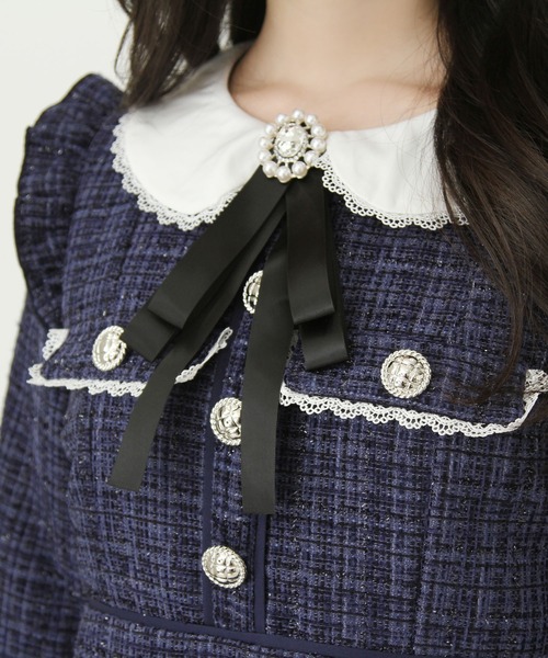 ラメツイードリボンタイトワンピース（ワンピース）｜DearMyLove