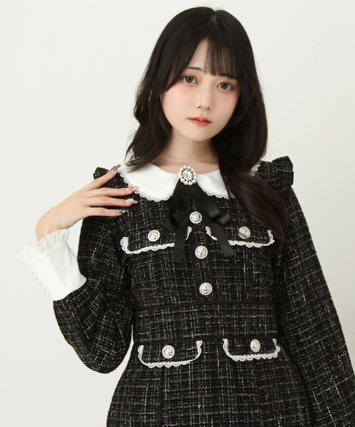 ラメツイードリボンタイトワンピース（ワンピース）｜DearMyLove