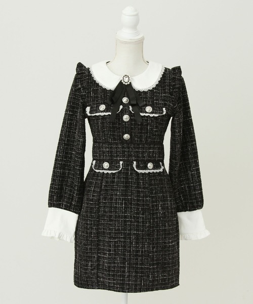 ラメツイードリボンタイトワンピース（ワンピース）｜DearMyLove