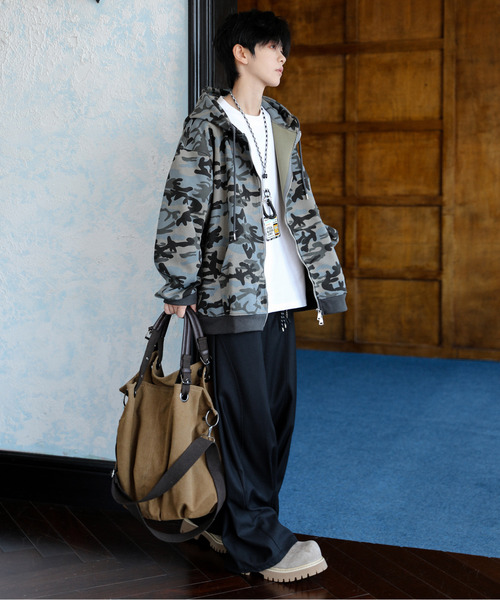 neos（ネオス）の「【neos】オーバーサイズ カモフラージュ 迷彩 ジップ パーカー メンズ レディース 韓国ファッション ルーズシルエット（パーカー・メンズ・グリーン系カモフラージュ/グレー系カモフラージュ・MEDIUM/LARGE/X-LARGE）」の11枚目の写真