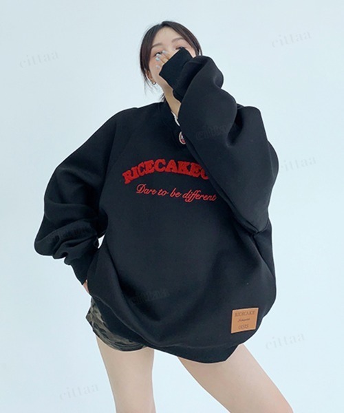 Dalfwin（ダールフィン）の「韓国ファッション RICECAKEサガラ刺繍ラグランスウェット（スウェット・レディース・グレー/ブラック・FREE）」の5枚目の写真