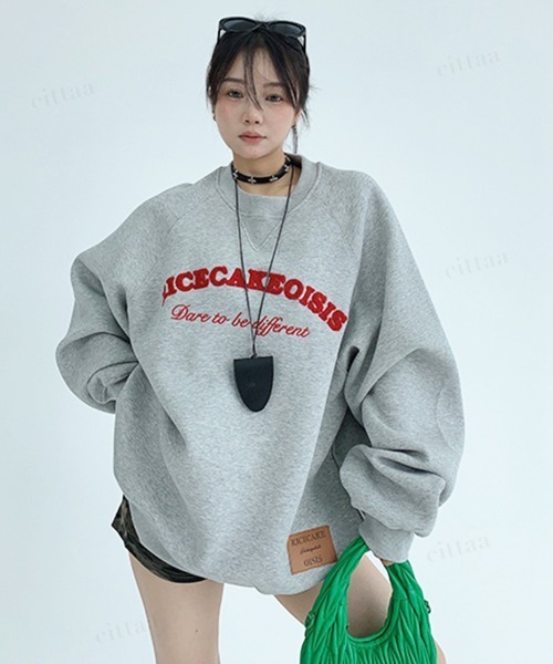 Dalfwin（ダールフィン）の「韓国ファッション RICECAKEサガラ刺繍ラグランスウェット（スウェット・レディース・グレー/ブラック・FREE）」の15枚目の写真