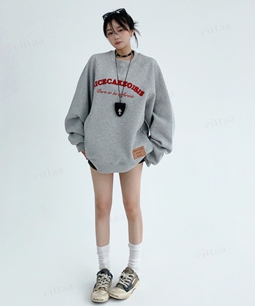 Dalfwin（ダールフィン）の「韓国ファッション RICECAKEサガラ刺繍ラグランスウェット（スウェット・レディース・グレー/ブラック・FREE）」の20枚目の写真