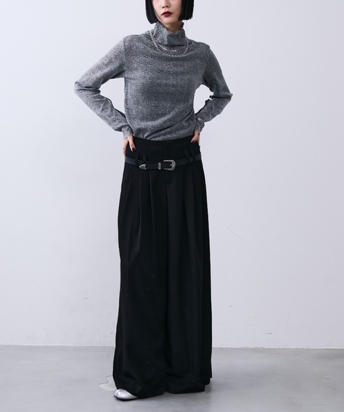 MONOe(モノエ)の「ビンテージペイズリー柄ダブルタックワイドパンツ(その他パンツ・レディース・ブラック/グレー・L/M/S)」の11枚目の写真