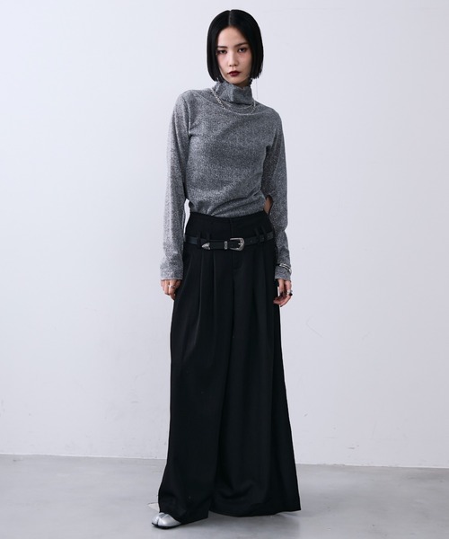 MONOe(モノエ)の「ビンテージペイズリー柄ダブルタックワイドパンツ(その他パンツ・レディース・ブラック/グレー・L/M/S)」の16枚目の写真