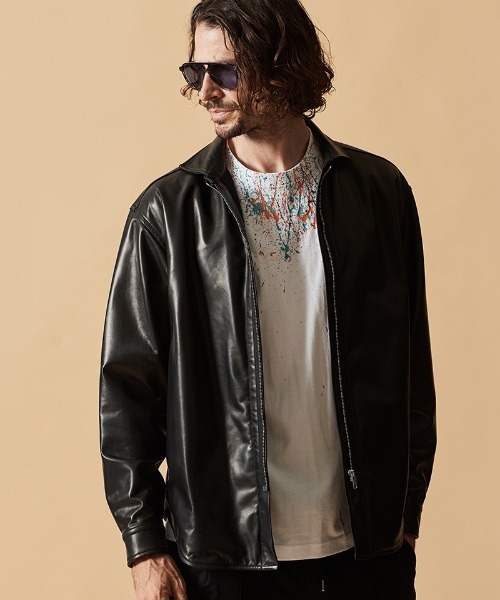 mj11187- Leather Zip Shirt Jacket レザージャケット(L2601) 【公式通販】