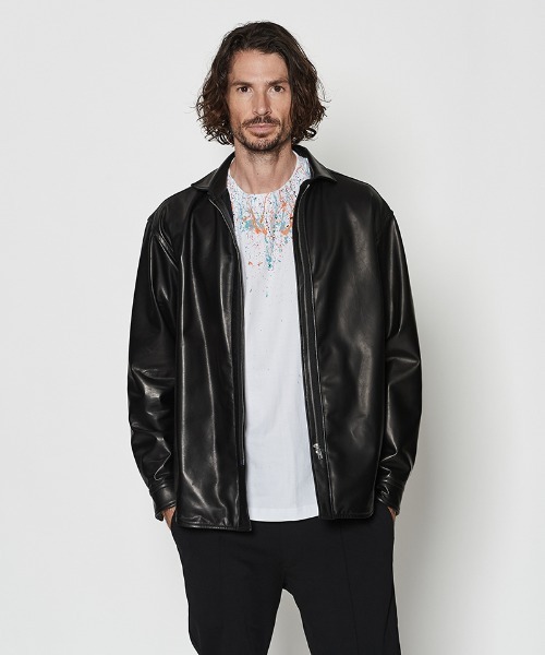 mj11187- Leather Zip Shirt Jacket レザージャケット(L2601) 【公式通販】
