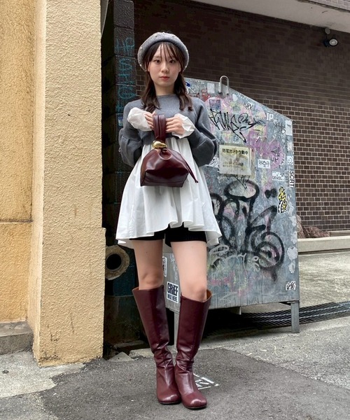 Narcissus(ナルシス)の「リボンペプラムニット/ドッキング/フェミニン《動画あり》(ニット/セーター・レディース・グレー/ブラック・FREE)」の12枚目の写真