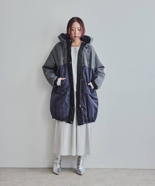 LHELBIE（レルビエ）の「ミックスモンスターコート（その他アウター・レディース・ネイビー系/ライトベージュ/ブラック・M）」の8枚目の写真