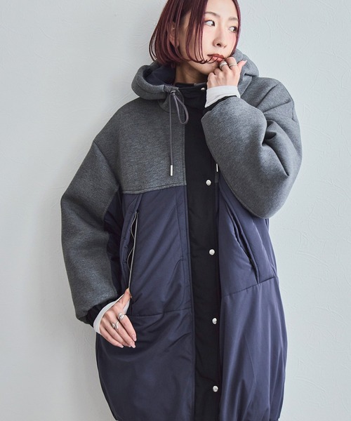 エイミーロウ  Eimee Law ドロストカラーモンスターコート ブラック ミックスモンスターコート LHELBIE│Eimee Law & LHELBIE 公式