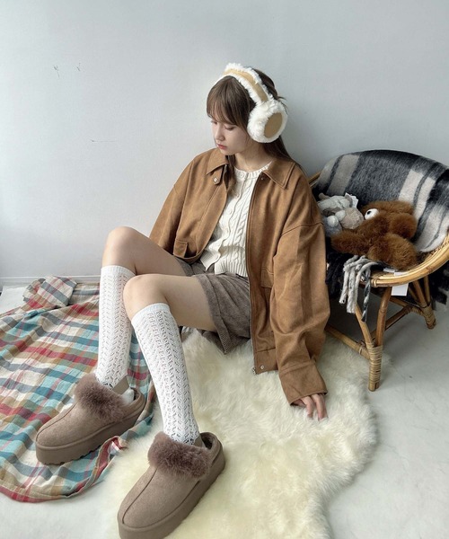 AS KNOW AS plus（アズノゥアズプラス）の「♪ダブルポケット付き　スウェード ゆったりシルエットブルゾン（ブルゾン・レディース・チャコールグレー/ブラウン/キャメル/グレイッシュベージュ・FREE）」の22枚目の写真