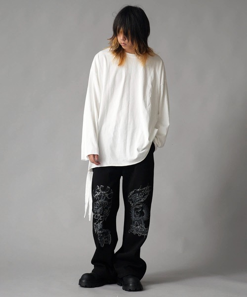 Theater code（シアターコード）の「Big Silhouette Crew Neck T-Shirt / ビックシルエット クルーネックカットソー（Tシャツ/カットソー・メンズ・ホワイト/ブラック・FREE）」の3枚目の写真