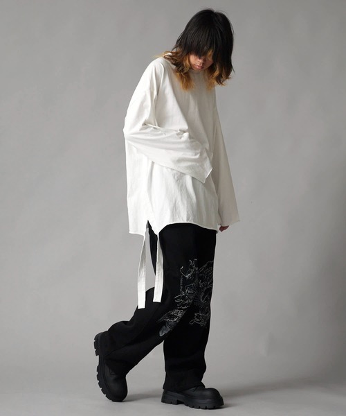 Theater code（シアターコード）の「Big Silhouette Crew Neck T-Shirt / ビックシルエット クルーネックカットソー（Tシャツ/カットソー・メンズ・ホワイト/ブラック・FREE）」の9枚目の写真