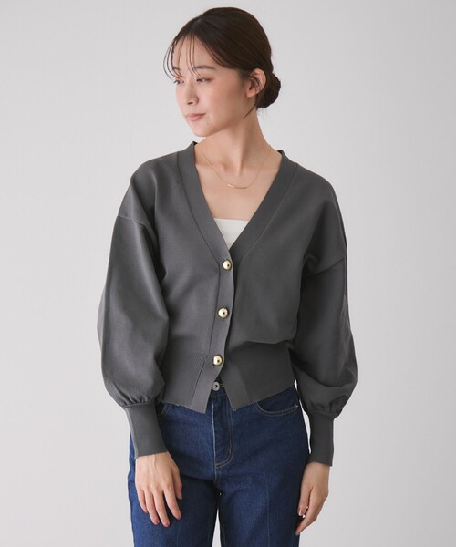 Jayro（ジャイロ）の「Vネックカーディガン（カーディガン/ボレロ・レディース・ブラック/チャコールグレー/オフホワイト/ダークブラウン・M）」の11枚目の写真