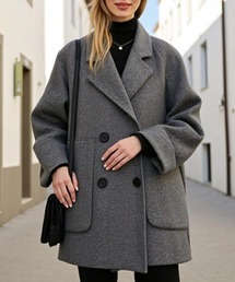 ヘリンボン柄ショートコート