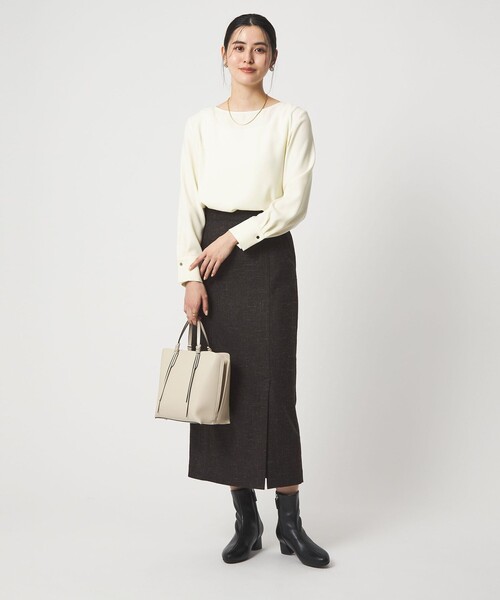 green label relaxing(グリーンレーベルリラクシング)の「クルーネック ブラウス(シャツ/ブラウス・レディース・オフホワイト/ネイビー・FREE)」の7枚目の写真