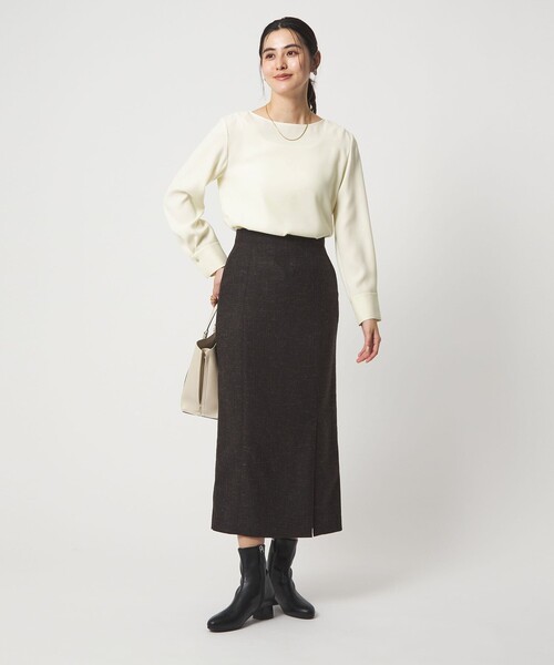 green label relaxing(グリーンレーベルリラクシング)の「クルーネック ブラウス(シャツ/ブラウス・レディース・オフホワイト/ネイビー・FREE)」の8枚目の写真