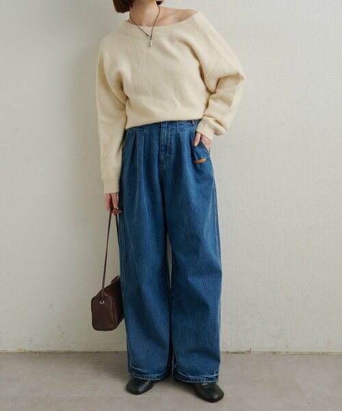 Omekashi（オメカシ）の「ダブルタックデニムパンツ（デニムパンツ・レディース・ブルー/オフホワイト・38/36）」の16枚目の写真