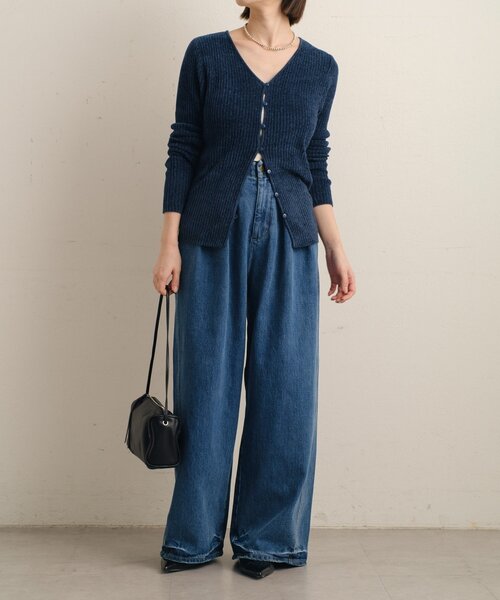 Omekashi（オメカシ）の「ダブルタックデニムパンツ（デニムパンツ・レディース・ブルー/オフホワイト・38/36）」の13枚目の写真