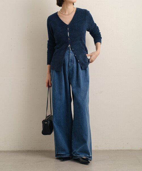 Omekashi（オメカシ）の「ダブルタックデニムパンツ（デニムパンツ・レディース・ブルー/オフホワイト・38/36）」の4枚目の写真