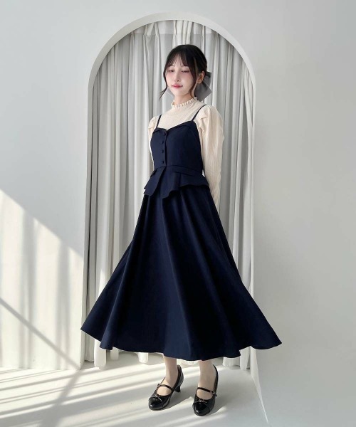 an another angelus（アンアナザーアンジェラス）の「ビスチェコンビキャミワンピース/fint フィント（ワンピース・レディース・ネイビー/グレー・FREE）」の2枚目の写真