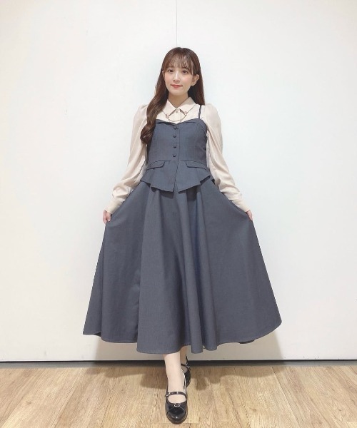 an another angelus（アンアナザーアンジェラス）の「ビスチェコンビキャミワンピース/fint フィント（ワンピース・レディース・ネイビー/グレー・FREE）」の10枚目の写真