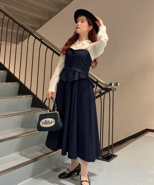 an another angelus（アンアナザーアンジェラス）の「ビスチェコンビキャミワンピース/fint フィント（ワンピース・レディース・ネイビー/グレー・FREE）」の5枚目の写真