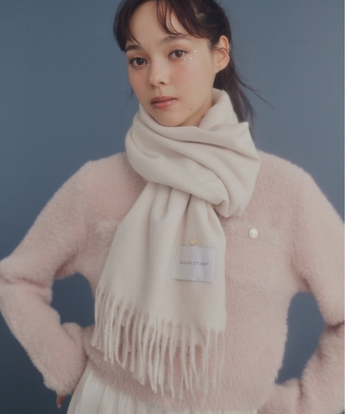 ジルスチュアート JILL STUART ストール(ショール) シルク×カシミヤ ブルー×ライトブルー マフラー ◇ハートトッピングストール（ストール⁄ショール）｜JILL by JILL