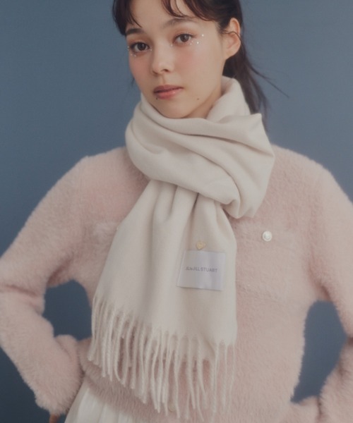 JILL by JILL STUART(ジルバイジルスチュアート)の「◇ハートトッピングストール/マフラー ギフト/プレゼント(マフラー・レディース・ホワイト/ブラウン/ピンク・FREE)」の4枚目の写真