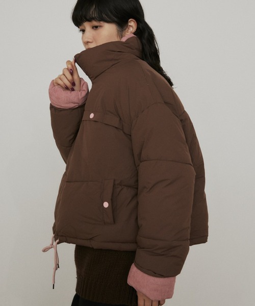 バイカラーコーデュロイ中綿ショートブルゾン（ダウンジャケット