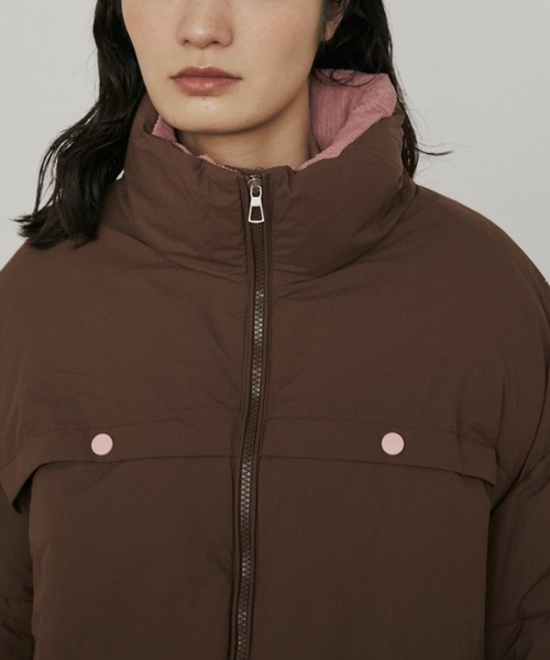 バイカラーコーデュロイ中綿ショートブルゾン（ダウンジャケット