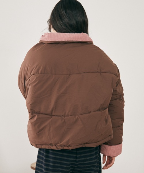 バイカラーコーデュロイ中綿ショートブルゾン（ダウンジャケット