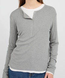 テレコリブヘンリーネック長袖Tシャツ