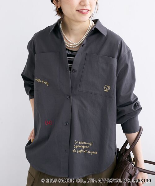 le.coeur blanc（ルクールブラン）の「【HELLO KITTY】レタリング刺繍オーバーシャツ（シャツ/ブラウス・レディース・チャコールグレー/ベージュ・38）」の14枚目の写真