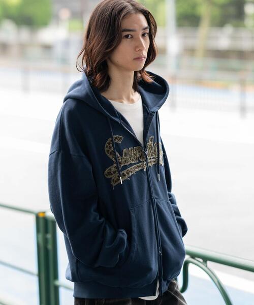 WEGO/【25年秋冬新作】レオパードワッペンダブルZIPパーカー(パーカー WEGO/【25年秋冬新作】レオパードワッペンダブルZIPパーカー(パーカー