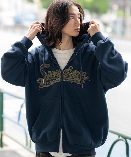 WEGO/【25年秋冬新作】レオパードワッペンダブルZIPパーカー（パーカー