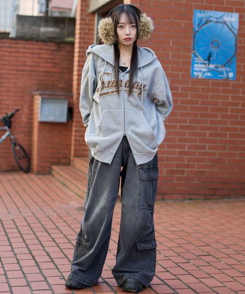 WEGO(ウィゴー)の「WEGO/レオパードワッペンダブルZIPパーカー(パーカー・メンズ・杢グレー/ネイビー/スミクロ・SMALL/MEDIUM/LARGE)」の15枚目の写真